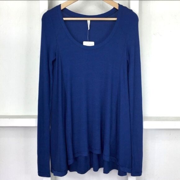 Free People Navy Swing Tunic Tee Ribbed Jersey XS - Picture 2 of 8
